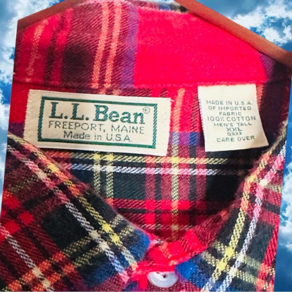 L.L. Bean VTG Vibrant Mens XXL  Red and Black Tartan Plaid Shirt No stains rips - Picture 3 of 5